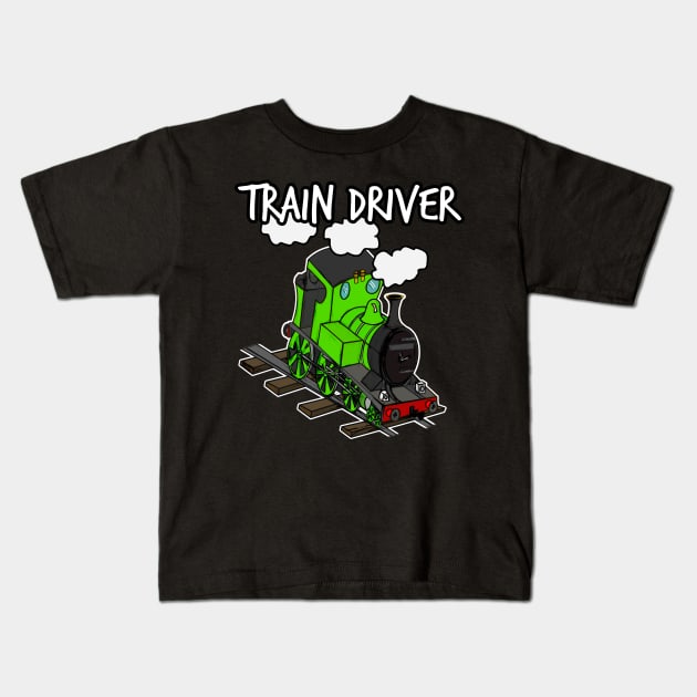 Train Driver Steam Locomotive Rail Enthusiasts Model Railroad Kids T-Shirt by doodlerob